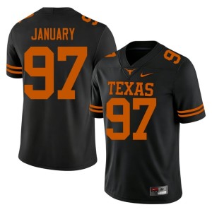 College Football Alex January #97 Black Embroidery Texas Mens Jersey 880578-909