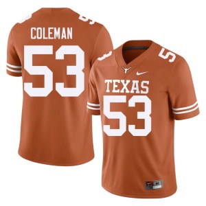 College Football Limited Orange Mens #53 Lone Star State Reps Isaiah Coleman Jersey 572070-585