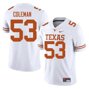 College Football Isaiah Coleman Official #53 Men's UT Austin White Jersey 353924-425