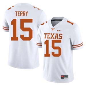College Football #15 Mens White Justus Terry Longhorns University Jersey 218382-340