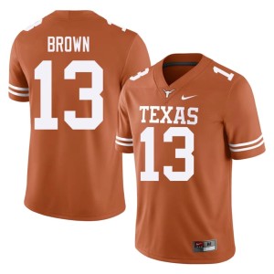 College Football Orange Replica Mens Texas Kohen Brown #13 Jersey 456973-264