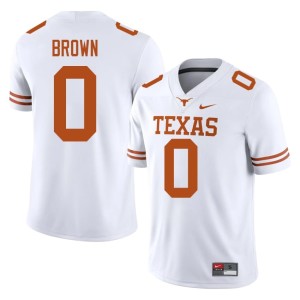 College Football #0 Horns High School Men's White Raleek Brown Jersey 321868-464