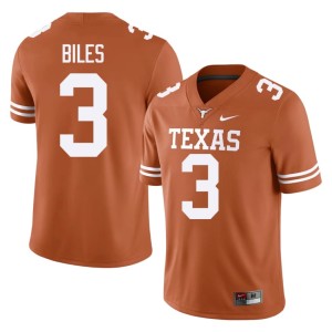 College Football #3 Longhorns Rasheem Biles Player Men Orange Jersey 775286-886