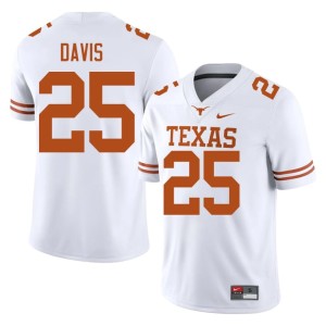 College Football #25 Toray Davis Embroidery Texas Longhorns Mens White Jersey 618258-414