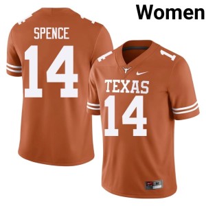 College Football UT Austin #14 Women's Orange Embroidery Brad Spence Jerseys 572199-408