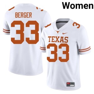 College Football Carson Berger Texas Longhorns White #33 Stitched Women's Jerseys 340306-437