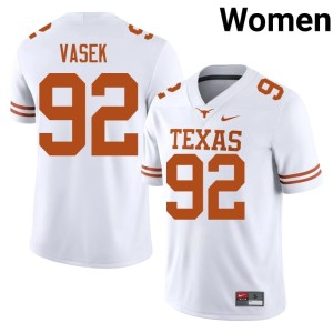 College Football Colton Vasek White Texas Athletics Women Embroidery #92 Jerseys 357799-783