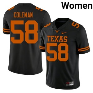 College Football Game Black Longhorns Devin Coleman #58 Women Jerseys 924387-457