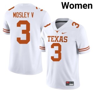 College Football #3 Texas Women White Replica Emmett Mosley V Jerseys 955494-153