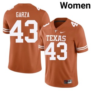College Football #43 Eric Garza Women's Alumni Texas Athletics Orange Jersey 700705-782