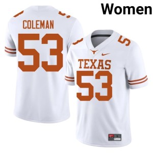 College Football White Isaiah Coleman Womens Embroidery Horns #53 Jerseys 315107-722