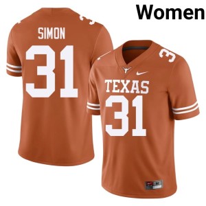 College Football NCAA James Simon Womens Orange #31 Texas Longhorns Jersey 109955-790