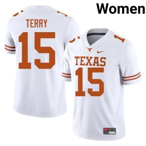 College Football #15 Longhorns White Women's Justus Terry NCAA Jerseys 867995-496