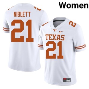 College Football White University of Texas Ryan Niblett Stitched Womens #21 Jersey 617219-894