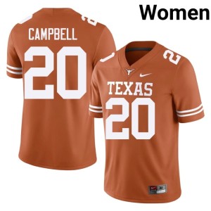 College Football Replica Texas Longhorns #20 Orange Earl Campbell Womens Jerseys 601731-170