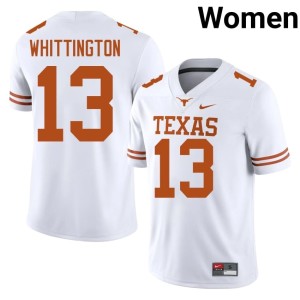 College Football Jordan Whittington Texas Longhorns Women's #13 White Game Jersey 514826-935