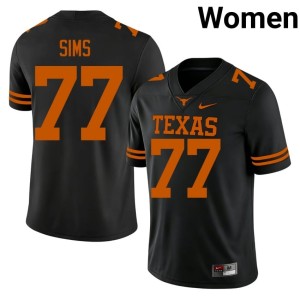 College Football Black #77 Kenneth Sims UT Women Embroidery Jerseys 100769-182