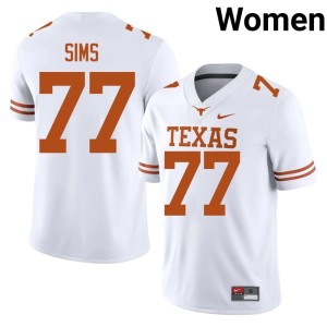 College Football Women's #77 University of Texas Kenneth Sims White Stitched Jersey 447518-497