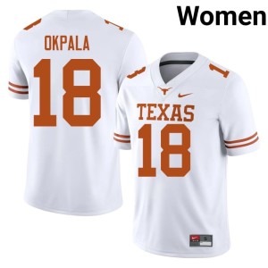 College Football #18 Women Longhorns White Kosi Okpala Embroidery Jersey 915772-156