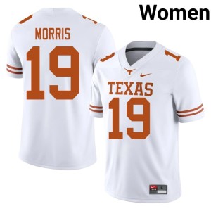 College Football Official MJ Morris White #19 Women's Horns Jersey 320167-816