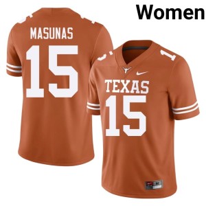 College Football University of Texas Orange #15 Women's Game Michael Masunas Jersey 794397-278