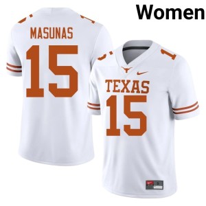 College Football Burnt Orange White Michael Masunas #15 Official Womens Jersey 677803-696