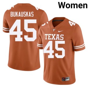 College Football Mikey Bukauskas Embroidery Women's Horns Orange #45 Jerseys 716253-341