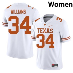College Football Women's Stitched Ricky Williams UT Austin #34 White Jersey 714499-920