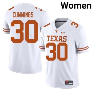College Football Game Women's Horns Rocky Cummings #30 White Jersey 384074-707