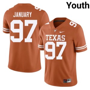 College Football #97 Orange Youth Alex January Embroidery Texas Longhorns Jerseys 604879-445