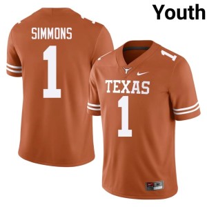 College Football Colin Simmons 2026-27 Texas Longhorns Youth Orange #1 Jerseys 301839-717