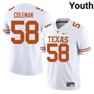 College Football Youth Devin Coleman #58 Limited Texas White Jerseys 988992-160