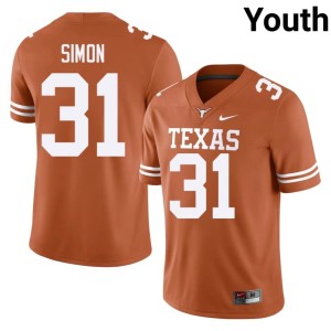 College Football Youth #31 James Simon Orange Alumni University of Texas Longhorns Jersey 346475-700