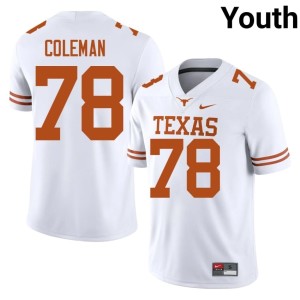 College Football White #78 Youth Jordan Coleman Texas High School Jerseys 133296-757