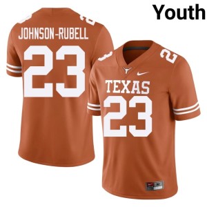College Football Jordon Johnson-Rubell Stitched #23 Youth Orange Texas Jerseys 881204-254