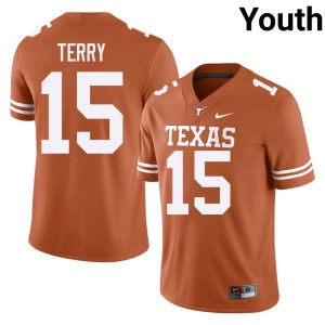 College Football Player #15 Orange University of Texas Longhorns Justus Terry Youth Jersey 392120-977