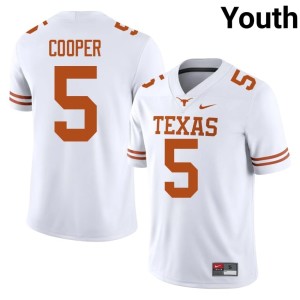 College Football Youth Derrek Cooper White NCAA Horns #5 Jerseys 925698-935