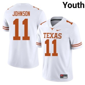 College Football #11 University of Texas Longhorns Derrick Johnson White Embroidery Youth Jerseys 394150-458