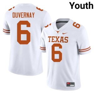 College Football #6 Embroidery Youth UT Longhorns White Devin Duvernay Jersey 156539-507