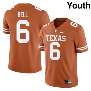 College Football Texas Longhorns Orange Youth #6 Official Dia Bell Jerseys 608567-221