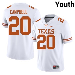 College Football UT Earl Campbell #20 Limited Youth White Jerseys 444426-831