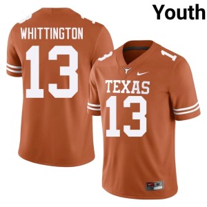 College Football Youth NCAA #13 Orange Jordan Whittington Burnt Orange Jerseys 121975-447