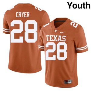 College Football Texas Athletics Replica Justin Cryer Youth Orange #28 Jerseys 218345-773