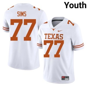 College Football #77 Embroidery White Youth Kenneth Sims UT Longhorns Jersey 583215-311