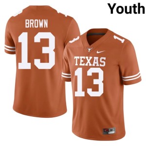 College Football #13 Kohen Brown Orange UT Austin NCAA Youth Jersey 938215-130