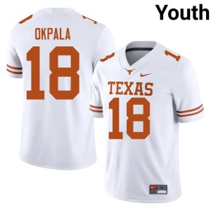 College Football Texas Kosi Okpala White #18 Youth Stitched Jerseys 377968-182