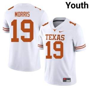 College Football Youth University White #19 MJ Morris University of Texas Jerseys 627918-773