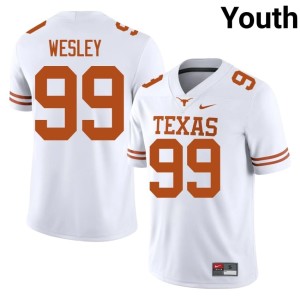 College Football The Horns #99 Youth White Richard Wesley Embroidery Jerseys 438603-438