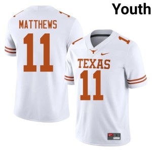 College Football Youth White High School Samari Matthews University of Texas Longhorns #11 Jersey 879802-182