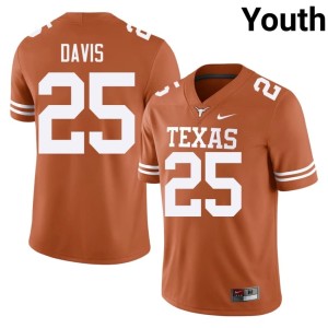 College Football Longhorns Toray Davis Orange Limited #25 Youth Jerseys 916809-716
